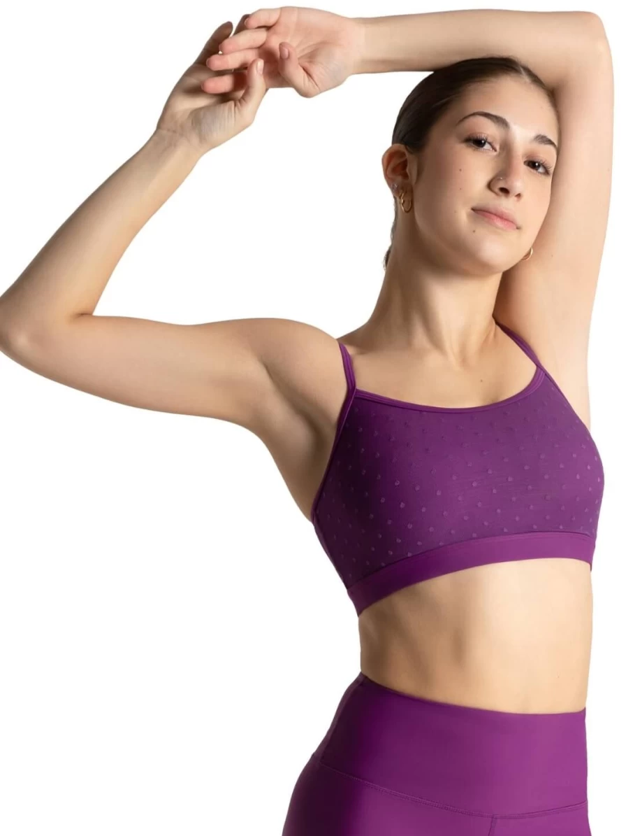 Capezio Spot On Adults Mesh Overlay Barre Top – Breathable Dancewear for Ballet & Fitness